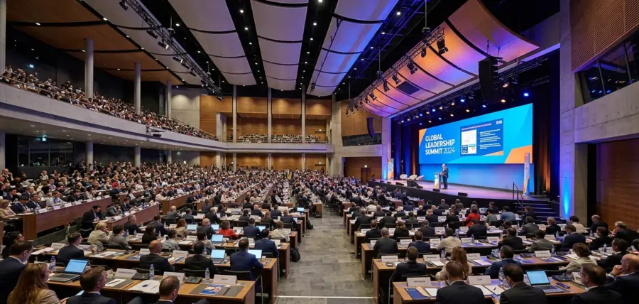 MICE plenary conference session in a large European convention center