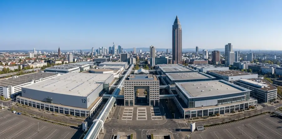 Aerial view of a major European exhibition center for trade shows